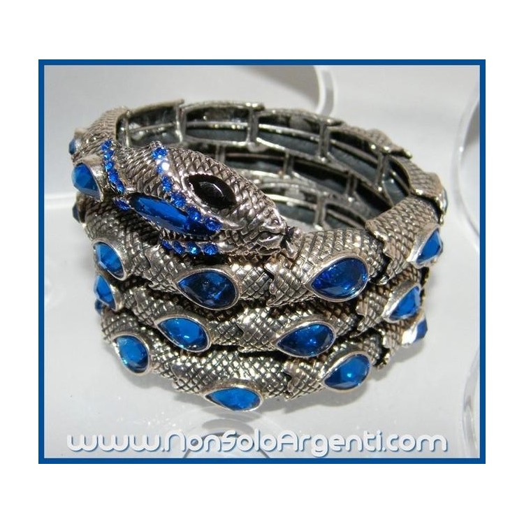 NSA|Bigiotteria : Bracciale Serpente Snodato a 4 File - colore argento anticato