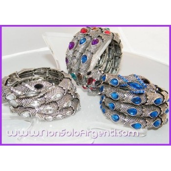 NSA|Bigiotteria : Bracciale Serpente Snodato a 4 File - colore argento anticato