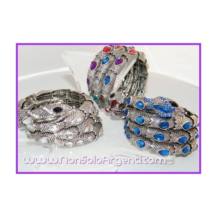 NSA|Bigiotteria : Bracciale Serpente Snodato a 4 File - colore argento anticato