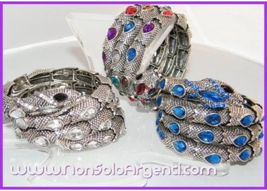 NSA|Bigiotteria : Bracciale Serpente Snodato a 4 File - colore argento anticato