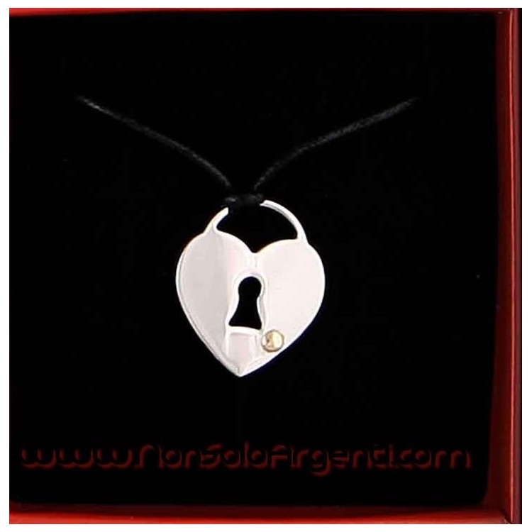 NSA|Collana Laccio Acciaio e oro 18kt :  Lucchetto