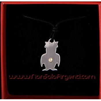 NSA|Collana Laccio Acciaio e oro 18kt :  Gufo