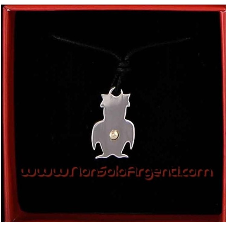 NSA|Collana Laccio Acciaio e oro 18kt :  Gufo