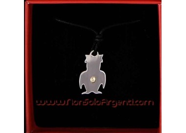 NSA|Collana Laccio Acciaio e oro 18kt :  Gufo