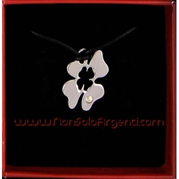 NSA|Collana Laccio Acciaio e oro 18kt :  Quadrifoglio