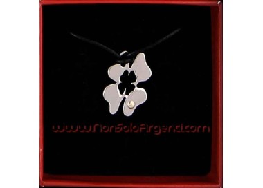 NSA|Collana Laccio Acciaio e oro 18kt :  Quadrifoglio