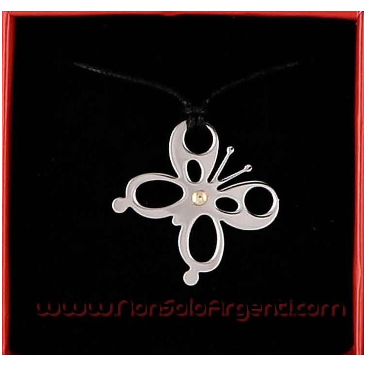 NSA|Collana Laccio Acciaio e oro 18kt :  Farfalla