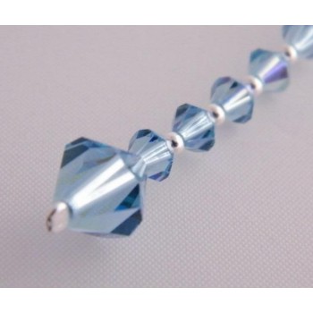 NSA|Collana girocollo SaliScendi Argento 925 Con Swarovski Bicono AZZURRO cm 50