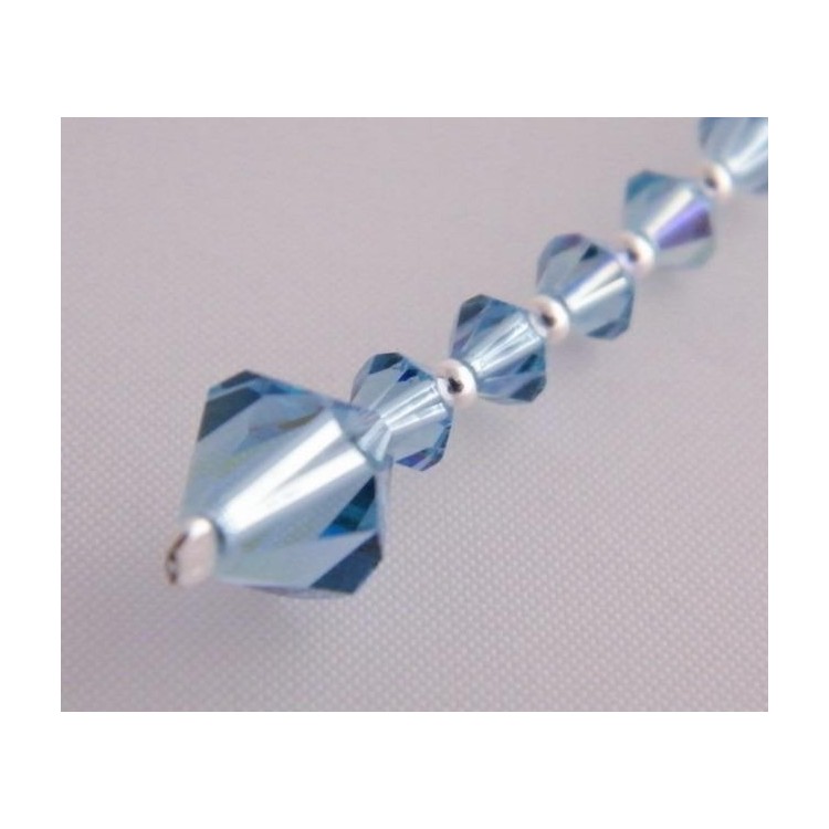 NSA|Collana girocollo SaliScendi Argento 925 Con Swarovski Bicono AZZURRO cm 50