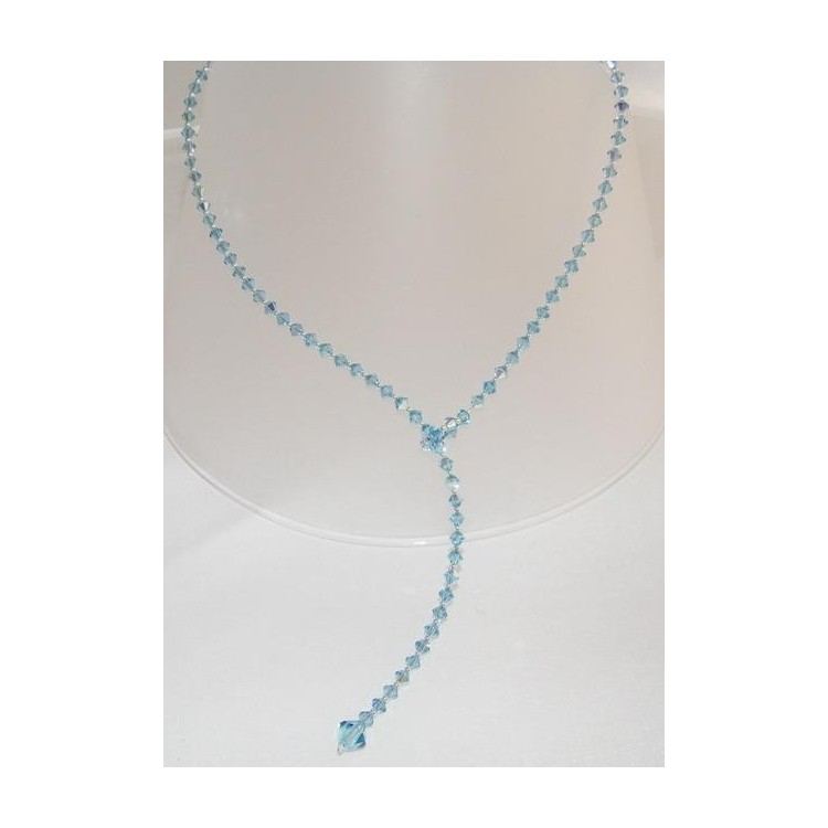 NSA|Collana girocollo SaliScendi Argento 925 Con Swarovski Bicono AZZURRO cm 50