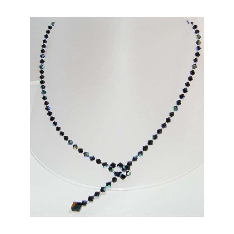 NSA|Collana girocollo SaliScendi Argento 925 Con Swarovski Bicono NERO AB  cm 50