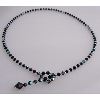 NSA|Collana girocollo SaliScendi Argento 925 Con Swarovski Bicono NERO AB  cm 50