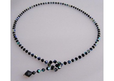 NSA|Collana girocollo SaliScendi Argento 925 Con Swarovski Bicono NERO AB  cm 50