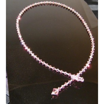 NSA|Collana girocollo SaliScendi Argento 925 Con Swarovski Bicono ROSA cm 50