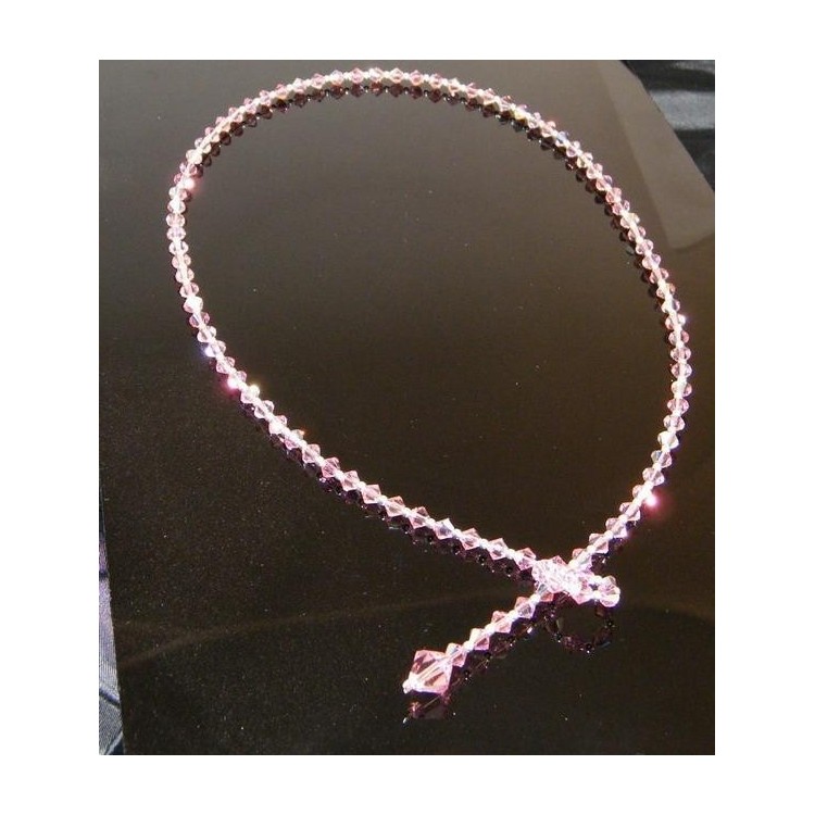 NSA|Collana girocollo SaliScendi Argento 925 Con Swarovski Bicono ROSA cm 50