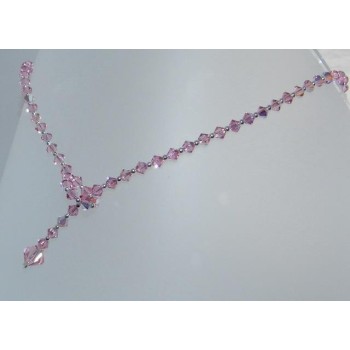 NSA|Collana girocollo SaliScendi Argento 925 Con Swarovski Bicono ROSA cm 50