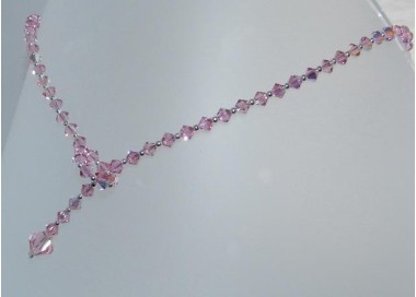 NSA|Collana girocollo SaliScendi Argento 925 Con Swarovski Bicono ROSA cm 50