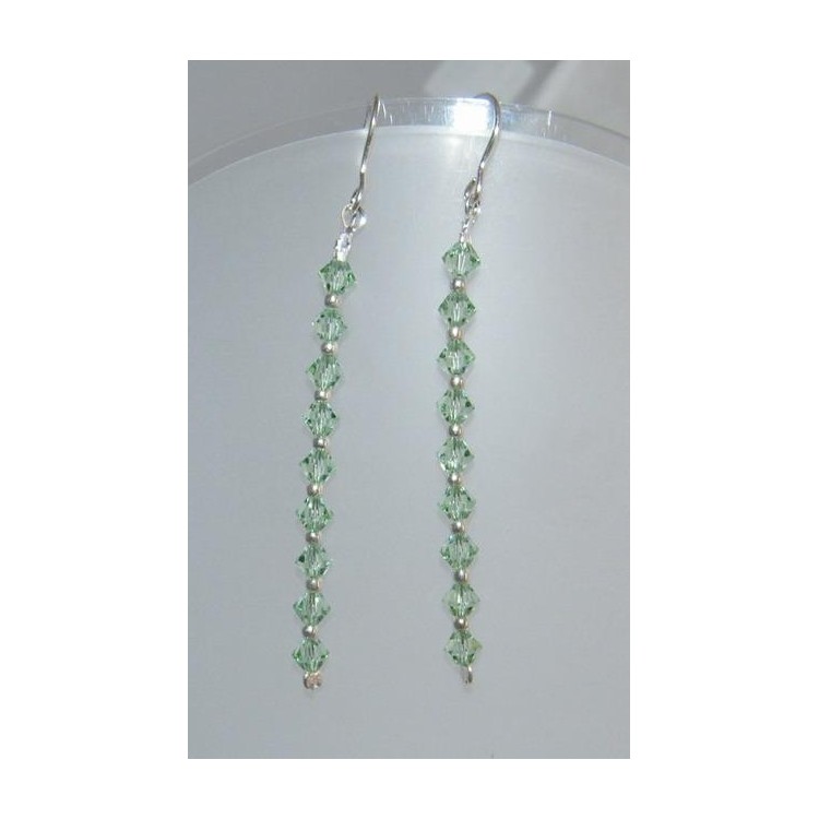 NSA|Orecchini Argento 925 Con una fila di Swarovski Bicono Peridot VERDE