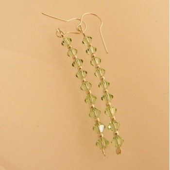 NSA|Orecchini Argento 925 Con una fila di Swarovski Bicono Peridot VERDE