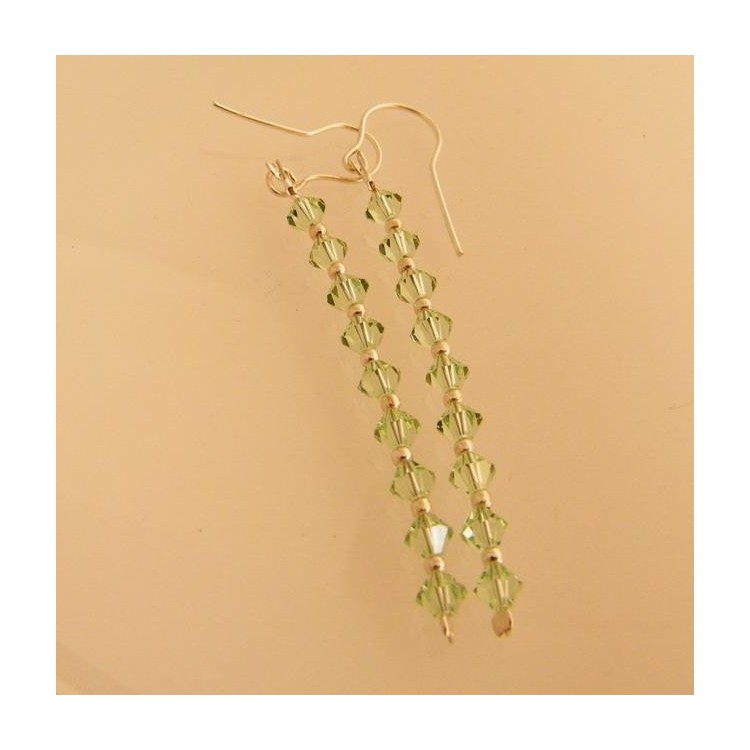 NSA|Orecchini Argento 925 Con una fila di Swarovski Bicono Peridot VERDE