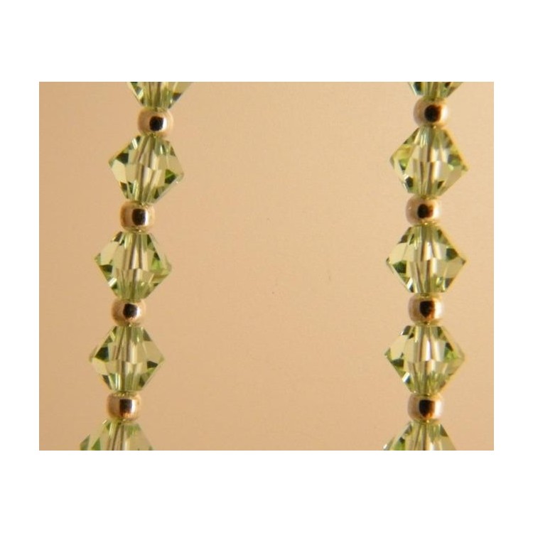 NSA|Orecchini Argento 925 Con una fila di Swarovski Bicono Peridot VERDE