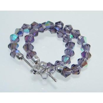 NSA|Orecchini Anelle Medie in Argento 925 con Swaroski Bicono VIOLA Amethyst