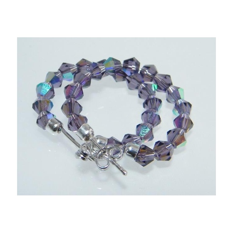 NSA|Orecchini Anelle Medie in Argento 925 con Swaroski Bicono VIOLA Amethyst