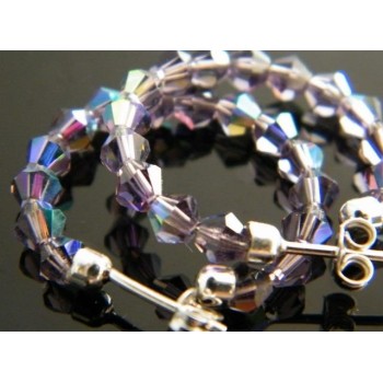 NSA|Orecchini Anelle Medie in Argento 925 con Swaroski Bicono VIOLA Amethyst