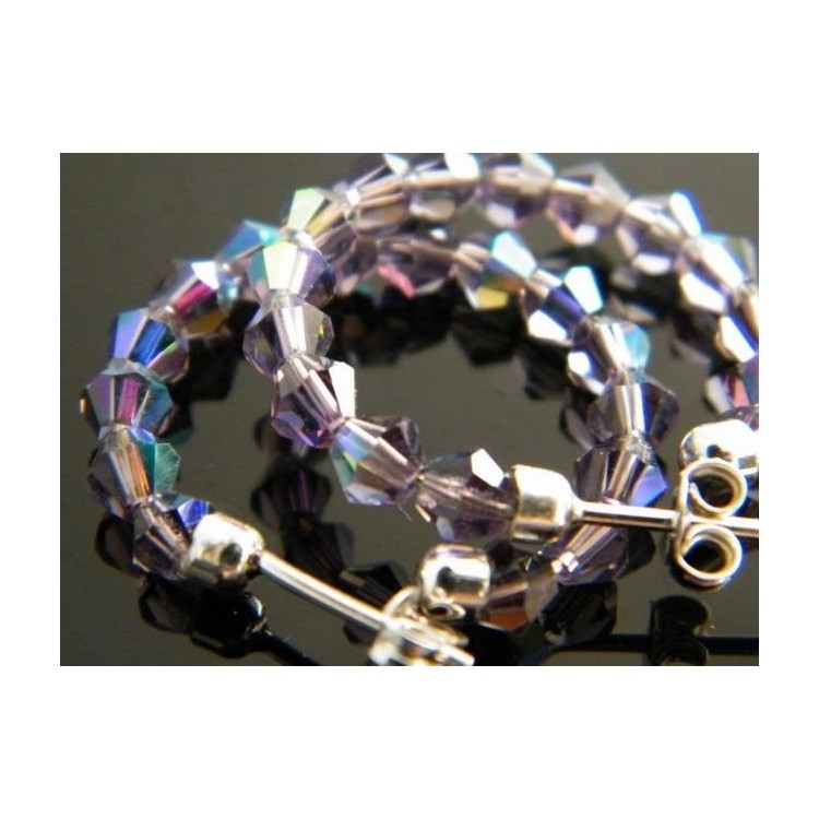 NSA|Orecchini Anelle Medie in Argento 925 con Swaroski Bicono VIOLA Amethyst