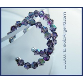 NSA|Orecchini Anelle Medie in Argento 925 con Swaroski Bicono VIOLA Amethyst