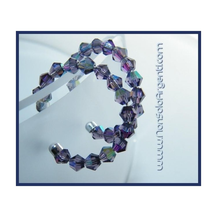 NSA|Orecchini Anelle Medie in Argento 925 con Swaroski Bicono VIOLA Amethyst