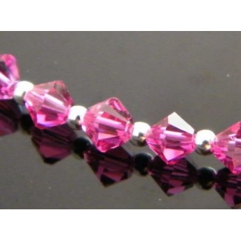 NSA|Orecchini Argento 925 Con una fila di Swarovski Bicono FUCHSIA