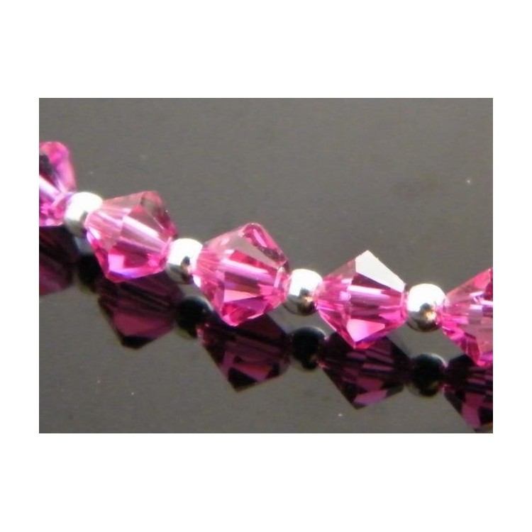 NSA|Orecchini Argento 925 Con una fila di Swarovski Bicono FUCHSIA