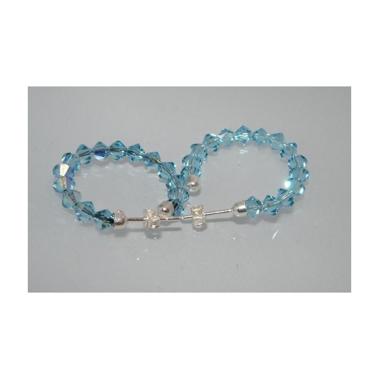 NSA|Orecchini Anelle Medie in Argento 925 con Swaroski Bicono AZZURRO