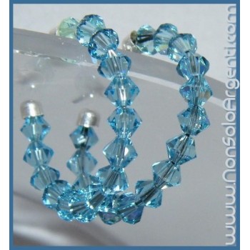 NSA|Orecchini Anelle Medie in Argento 925 con Swaroski Bicono AZZURRO