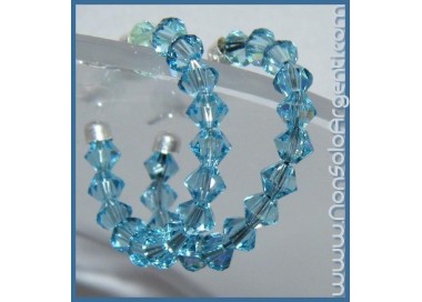 NSA|Orecchini Anelle Medie in Argento 925 con Swaroski Bicono AZZURRO