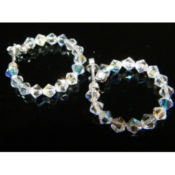 NSA|Orecchini Anelle Medie in Argento 925 con Swaroski Bicono BIANCO