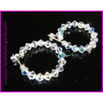 NSA|Orecchini Anelle Medie in Argento 925 con Swaroski Bicono BIANCO