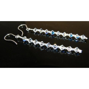 NSA|Orecchini Argento 925 Con una fila di Swarovski Bicono BIANCHI