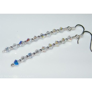 NSA|Orecchini Argento 925 Con una fila di Swarovski Bicono BIANCHI