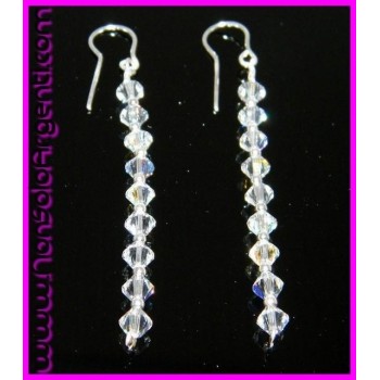 NSA|Orecchini Argento 925 Con una fila di Swarovski Bicono BIANCHI