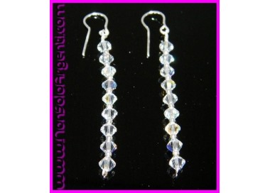 NSA|Orecchini Argento 925 Con una fila di Swarovski Bicono BIANCHI