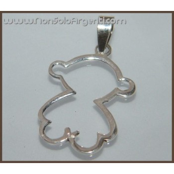 NSA|Ciondolo Argento 925 : Tenero Orso Stilizzato