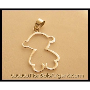 NSA|Ciondolo Argento 925 : Tenero Orso Stilizzato