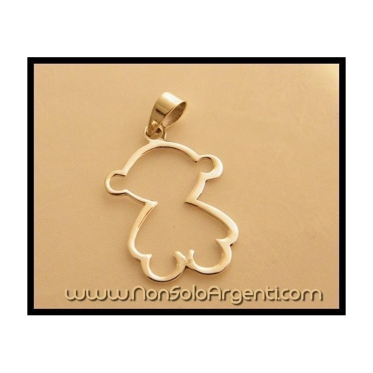 NSA|Ciondolo Argento 925 : Tenero Orso Stilizzato