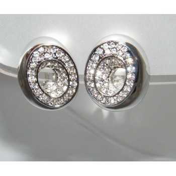 NSA|Bigiotteria : Orecchini colore Argento a Clips con pavè di strass