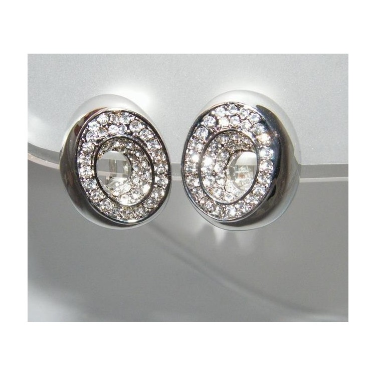 NSA|Bigiotteria : Orecchini colore Argento a Clips con pavè di strass