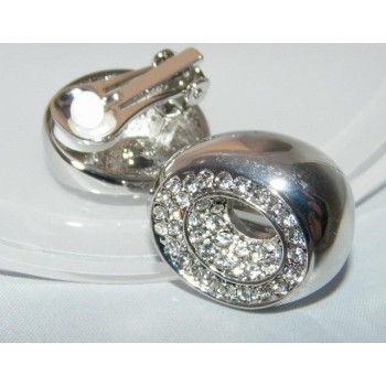 NSA|Bigiotteria : Orecchini colore Argento a Clips con pavè di strass