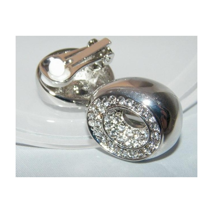 NSA|Bigiotteria : Orecchini colore Argento a Clips con pavè di strass