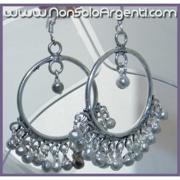 NSA|Orecchini Argento 925 ad Anelle con ciondoli di campanelli 16 gr